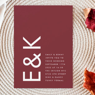 Ultra Modern Fet Stor Burgundy Maroon Inbjudningar