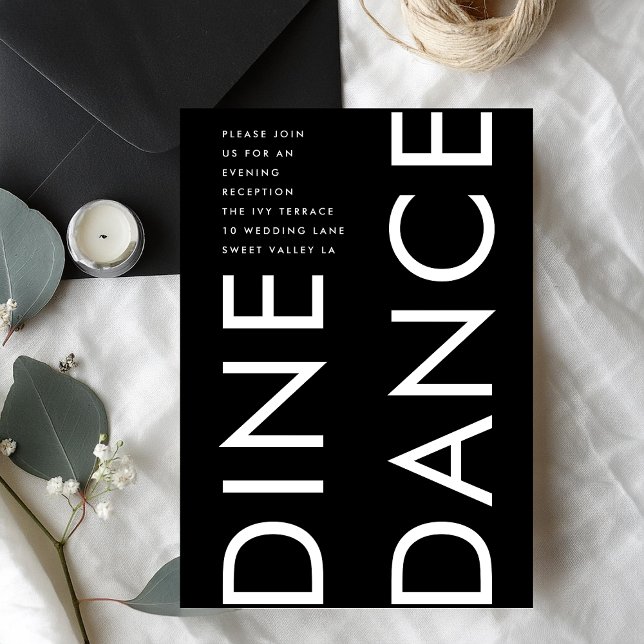 Ultra Modern Fet Stor Monogram DINE DANCE Bröllop Tilläggskort (Skapare uppladdad)