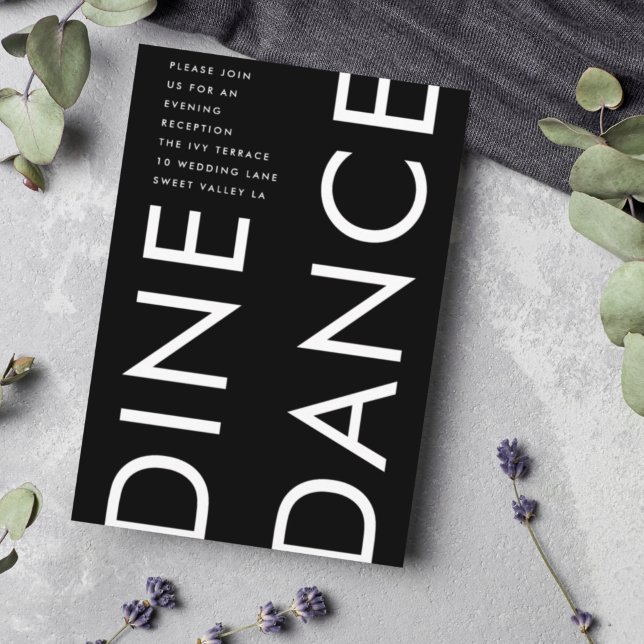 Ultra Modern Fet Stor NAMN DINE DANCE Bröllop Tilläggskort (Skapare uppladdad)