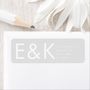 Ultra Modern Grått Bold Big Monogram enkel Returadress Etikett