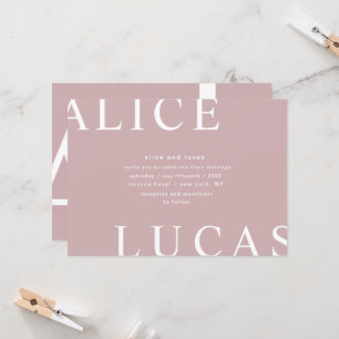Ultra Modern Layout Monogram  Rosa Bröllop Inbjudningar