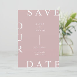 Ultra Modern Layout Rosa Och Vitt Save the Date Inbjudningar