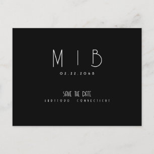 Ultra Modern Monogram B/W Spara datum Vykort