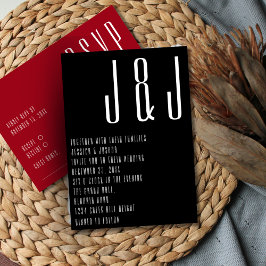 Ultra Modern Monogram Black Bröllop Inbjudningar