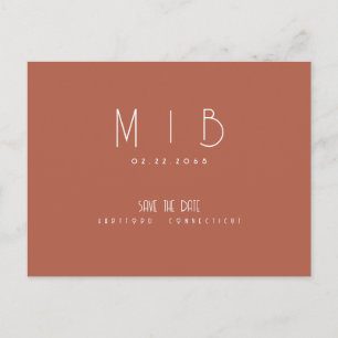 Ultra Modern Monogram Cinnamon Spara datum Vykort