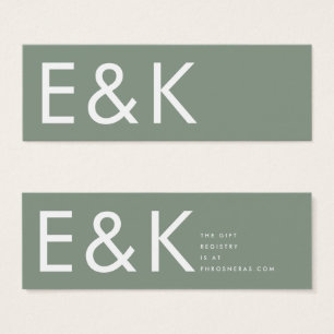 Ultra Modern Sage Grönt Big Monogram enkel Litet Visitkort