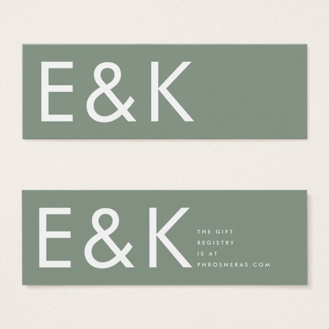 Ultra Modern Sage Grönt Big Monogram enkel Litet Visitkort (Framsida & baksida)