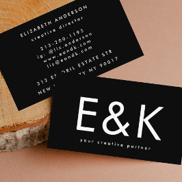 Ultra Modern, stor, svart monogram svart Visitkort