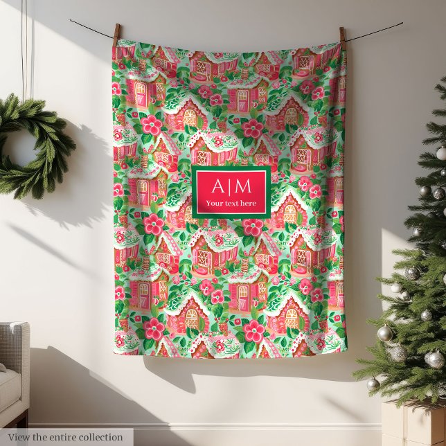 Ultra modern varmrosa akvarell preppy festisk fleecefilt (Ultra modern hot pink watercolor preppy festive Fleece Blanket )