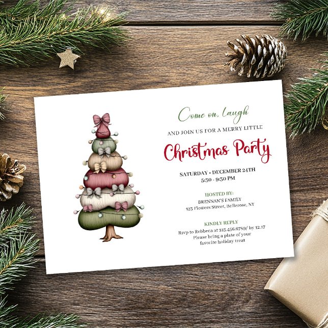 Ultra modernt fantasifull julgransfest  inbjudningar (Modern Whimsical Christmas Tree Party Invitation)