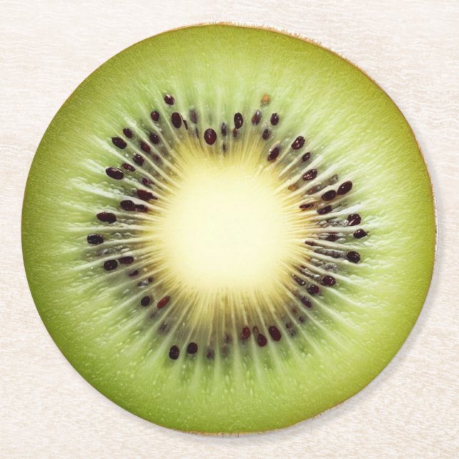 Ultra Realism Kiwi Slice Beverage Coaster Underlägg Papper Rund (Framsidan)
