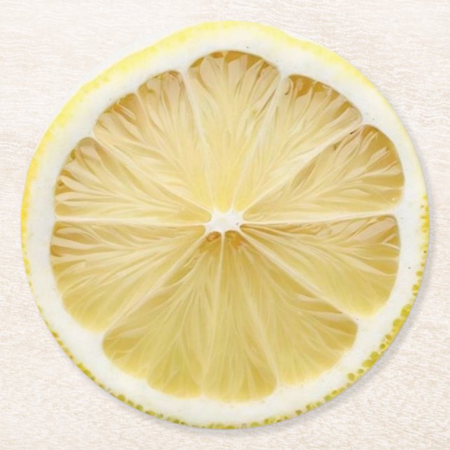 Ultra Realism Lemon Slice Beverage Coaster Underlägg Papper Rund (Framsidan)