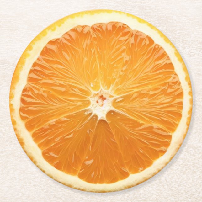 Ultra Realism Orange Segment Beverage Coaster Underlägg Papper Rund (Framsidan)