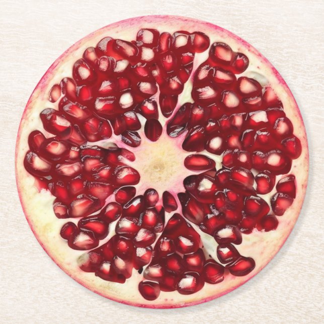 Ultra Realism Pomegranate Slice Beverage Coaster Underlägg Papper Rund (Framsidan)