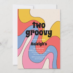 Ultra-Retro Two Groovy 70:s Stil-födelsedag Inbjudningar