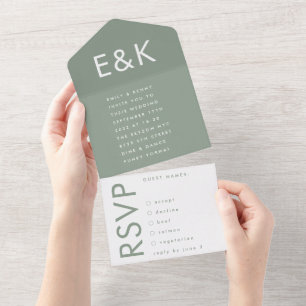Ultra Sage Grönt Bold Big Monogram enkel Bröllop