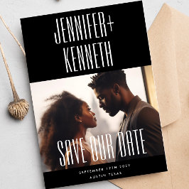 Ultra Simple Modern Editable Photo Namn Bröllop Spara Datumet