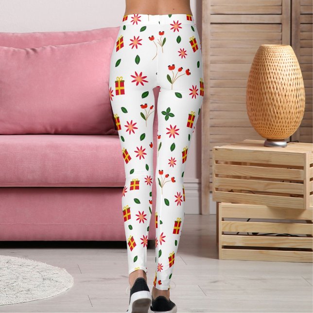 Ultra Soft Christmas Holiday Flower Pattern Gift Leggings (Skapare uppladdad)