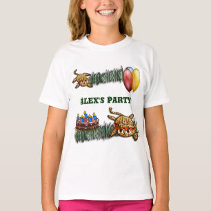 Ultra söta leopard safari födelsedagsinbjudningar tee shirt