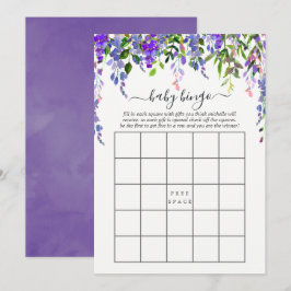 Ultra Violet Akvarell Blommig Baby Bingo Inbjudningar
