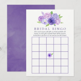 Ultra Violet Akvarell Blommig Bröllopsdusch Bingo Inbjudningar