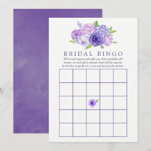 Ultra Violet Akvarell Blommig Bröllopsdusch Bingo Inbjudningar