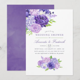 Ultra Violet Akvarell Blommig Bröllopsdusch Inbjudningar