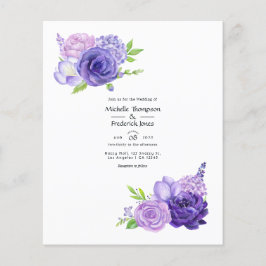 Ultra Violet Akvarell Blommig Bröllopsinbjudan Flygblad