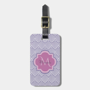 Ultra Violet Arched Scallops Orchid Monogram Namn Bagagebricka