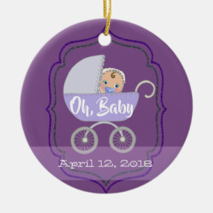 Ultra Violet Baby Birth Stats Julgransprydnad Keramik