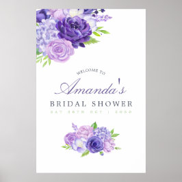 Ultra Violet Blommig Bröllopsfest Välkommen Poster