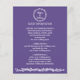 Ultra Violet Bröllop enkel gästinformation Flygblad