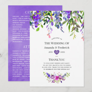 Ultra Violet Bröllop Watercolor Blommigt Program