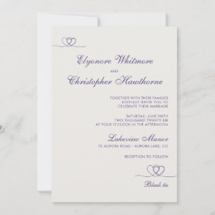 Ultra Violet Elegant Chic Kalligrafi Bröllop Inbjudningar