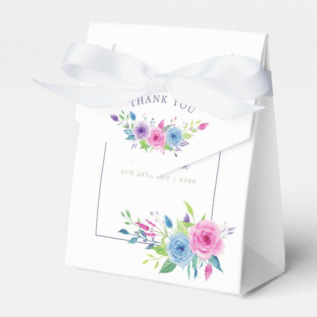 Ultra Violet Färg Combo Watercolor Blommigt Bröllo Presentaskar (Framsidan Sidan)