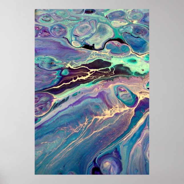 Ultra Violet Fluid Marble Acrylic Art Abstrakt Poster (Framsidan)