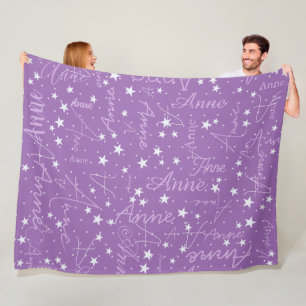 Ultra Violet Himlar Stars (med namn) Fleecefilt