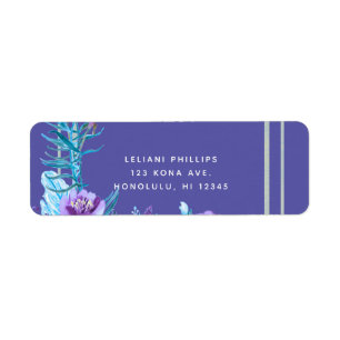 Ultra Violet Lila & Aqua Blommig Chic Bröllop Returadress Etikett