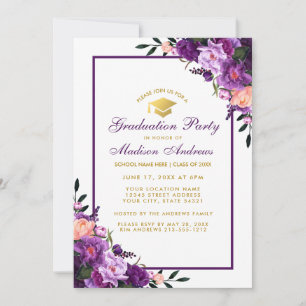 Ultra Violet Lila Examenfest Invitation PF Inbjudningar