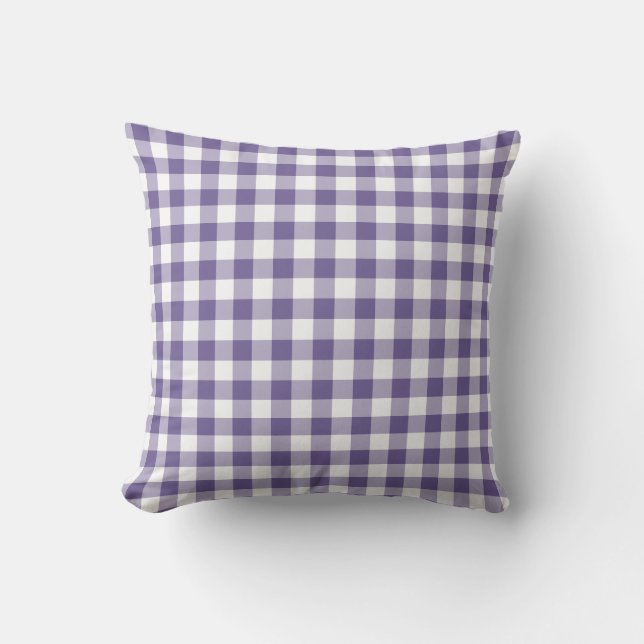 Ultra Violet Lila Gingham Mönster Checkered Kudde (Framsida)
