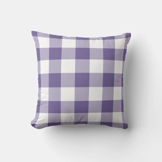 Ultra Violet Lila Gingham Mönster Checkered Kudde (Framsida)