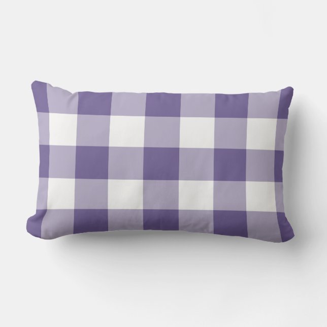 Ultra Violet Lila Gingham Mönster Checkered Lumbarkudde (Framsida)