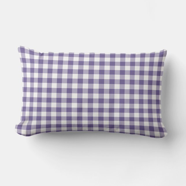 Ultra Violet Lila Gingham Mönster Checkered Lumbarkudde (Framsida)