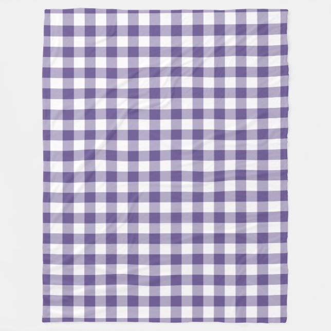 Ultra Violet Lila Gingham Mönster Fleecefilt (Framsidan)