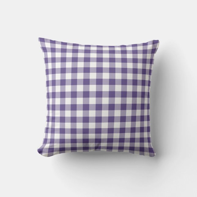 Ultra Violet Lila Gingham Mönster Kudde (Framsida)