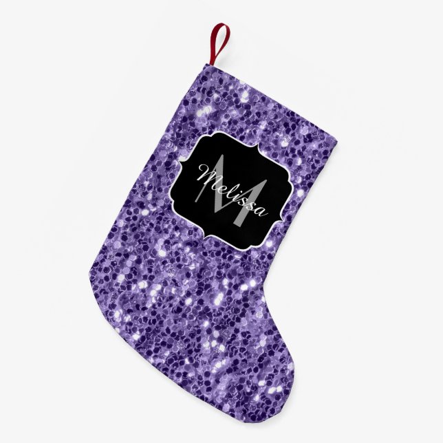 Ultra violet lila glitter-miniatyrdiagram Monogram Liten Julstrumpa (Framsidan (Hängande))