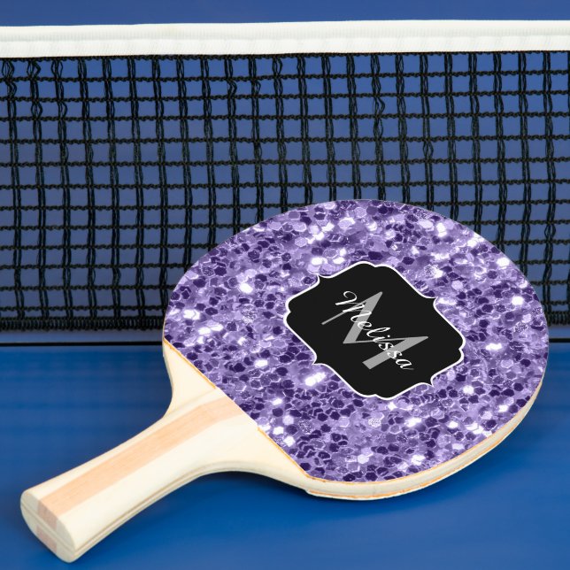 Ultra violet lila glitter-miniatyrdiagram Monogram Pingisracket (Insitu)