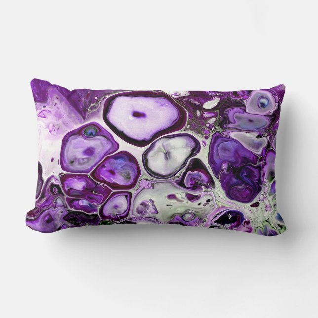 Ultra Violet Lila Marble Sten Abstrakt Fluid Art Lumbarkudde (Framsida)