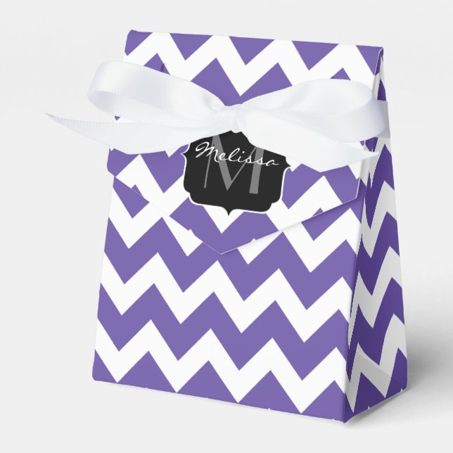 Ultra violet lila white Chevron mönster Monogram Presentaskar (Framsidan Sidan)