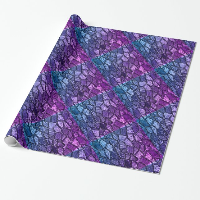 Ultra Violet Mosaic Glass Wrapping Papper Presentpapper (Utrullad)